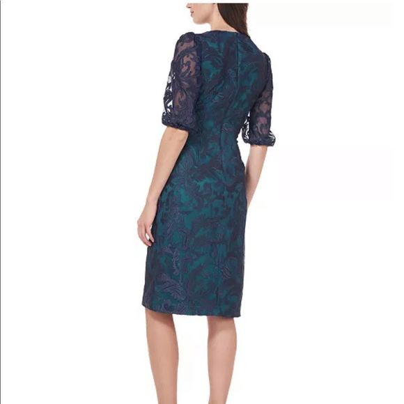 JS Collections Teal and Navy Midi Dress - Picture 3 of 4